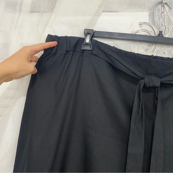 NEW Calvin Klein Pants 3X Black Linen Blend Wide Leg Crop Pull On Elastic Waist - Picture 5 of 12